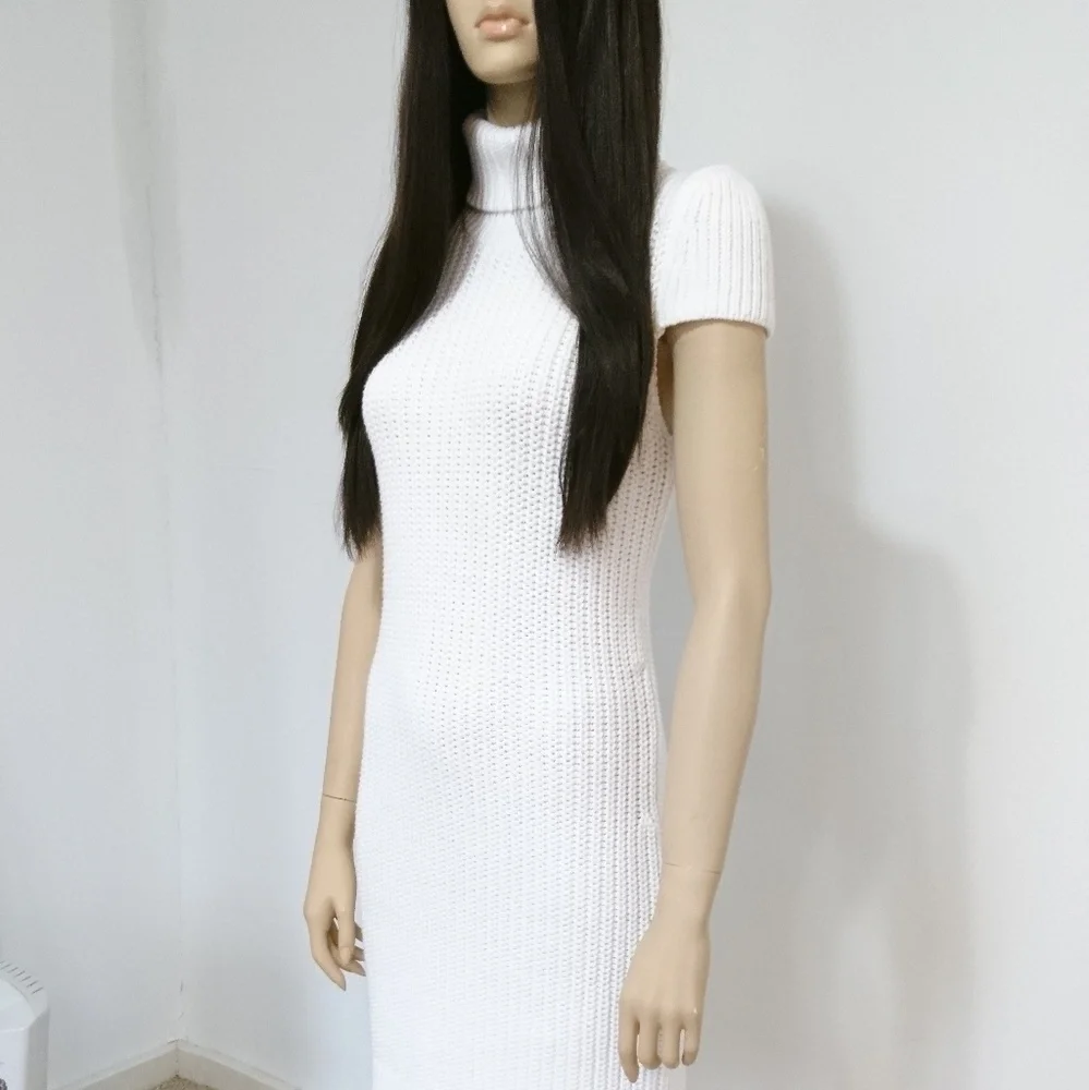 Michael Kors Ivory Turtleneck Knit Sweater Dress - Picture 1 of 7
